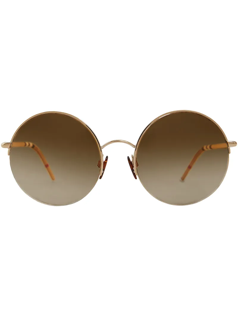 Burberry Eyewear круглые солнцезащитные очки с клетчатой отделкой